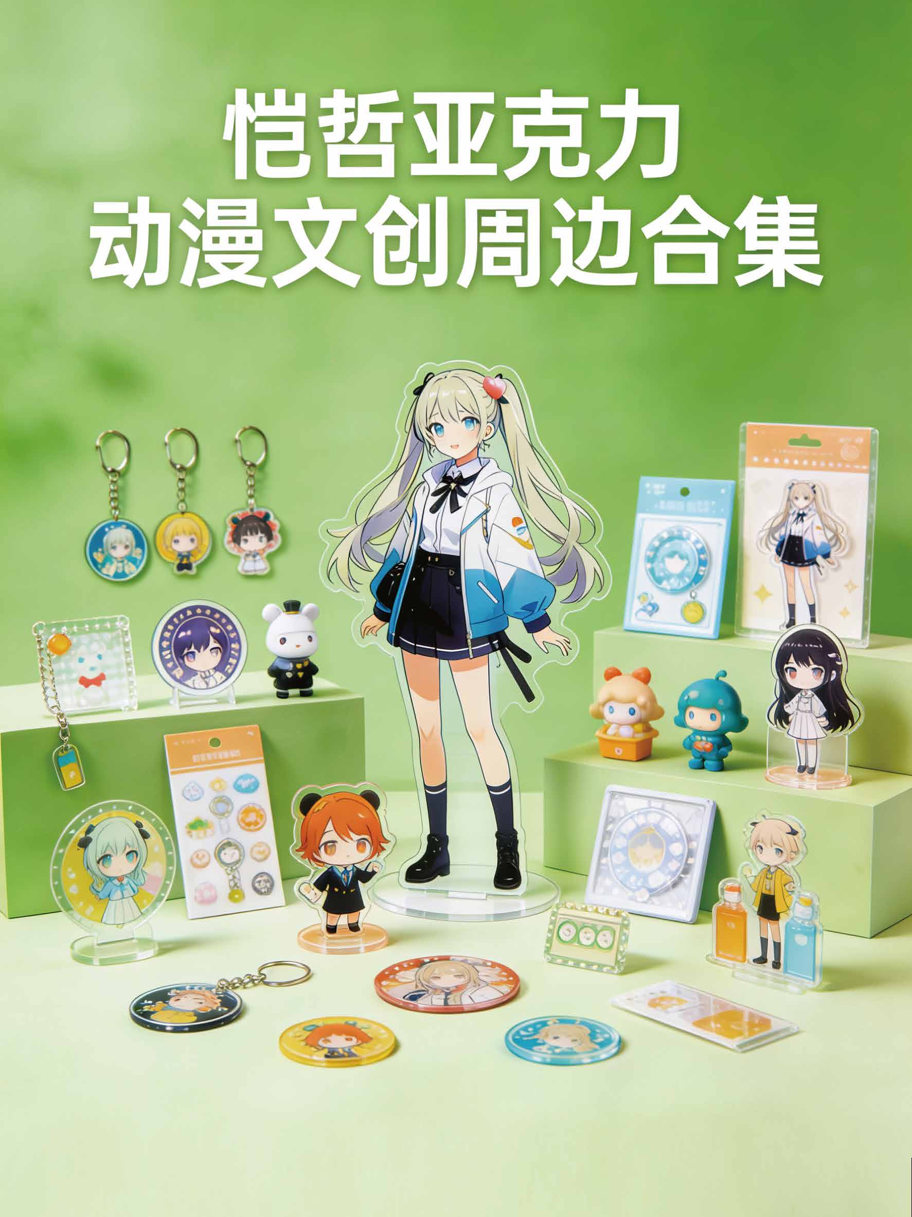 A collection of acrylic cultural and creative products